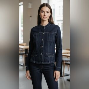 Chico's Dark Blue Moto Jean Jacket